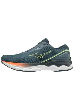 Mizuno Męskie buty do biegania Wave Skyrise 3, wielokolorowe (Smoke Blue Neo Lime Neonflame), 44,5 EU