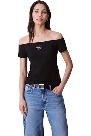 Calvin Klein Jeans Damskie koszule MNGRM Off Shldr Strt LV047C203G Inne koszule na co dzień, czarne (czarne), XS, , XS