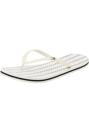 Tommy Hilfiger Damskie klapki HILFIGER STRAP BEACH SANDAL, BIAŁE (Kość słoniowa), 4 UK, , 37 EU