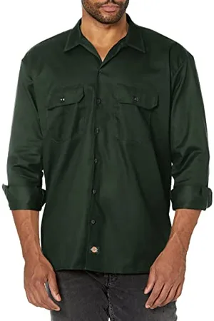 Dickies Męska koszula robocza z długim rękawem, zielona myśliwska, S, , S