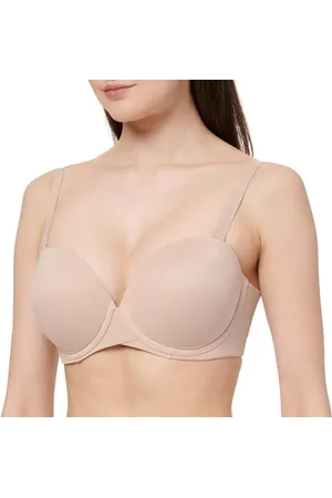Calvin Klein PUSH UP STRAPLESS, beżowy, 36E, , 80
