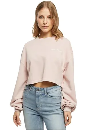 Urban classics Damska bluza damska Cropped Small Embroidery Terry Crewneck, Rosa, S