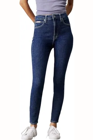 Calvin Klein CK JEANS Damski wysoki stan, super szczupła kostka, J20J225145, Denim (Denim Dark), 26W, , 26W