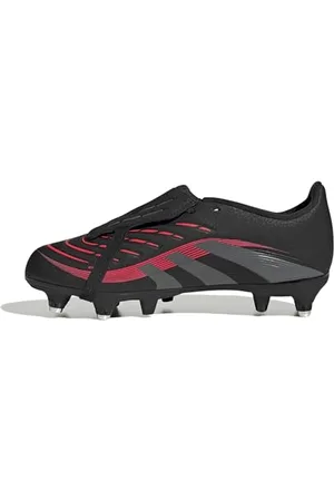 adidas Uniseks - dzieci PREDATOR LEAGUE FOLD-OVER TONGUE Soft Ground Football boots Kids, Core Black/Grey Four/Lucid Red, 29 EU