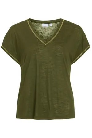 VILA Vinoel dekolt w serek S/S Stitch Detail Top, , S