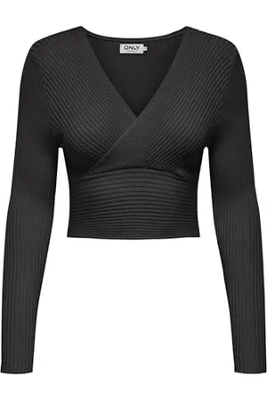 ONLY Damski sweter z dzianiny skrócony dekolt w serek, , XS