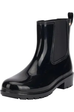 Tommy Hilfiger Damskie buty przeciwdeszczowe z flagą Western Boot, czarne, 36 EU, , 36 EU