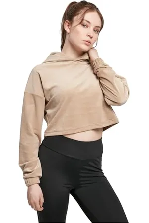 Urban classics Damska bluza z kapturem Cropped Velvet Oversized Hoody z kapturem, , 5XL