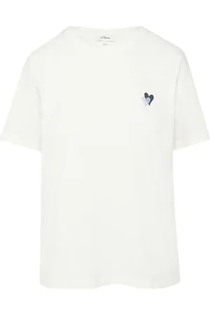 QS by s.Oliver T-shirt o luźnym kroju z haftem w kształcie serca, , 38