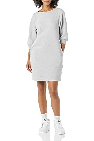 Amazon Damska bluza polarowa z okrągłym dekoltem (dostępna w dużych rozmiarach), szara wrzosowa, S