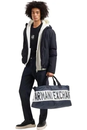 Armani Exchange Męski projekt ikony, haftowane logo, długi rękaw, koszulka, niebieski, S, , S