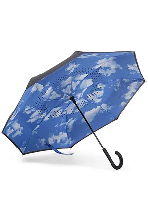 Totes Inbrella InBrella składany parasol, i , jeden rozmiar, automatyczne zamykanie, parasol z hakiem J, odporny na wiatr i deszcz, , Jeden rozmiar, InBrella Odwrócone automatyczne