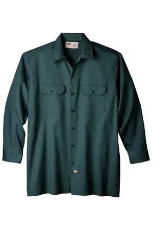 Dickies Męska koszula z długim rękawem z kołnierzem zapinanym na guziki, zielona , XL wysoki, , XL Wysoki