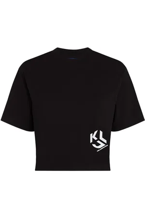 Karl Lagerfeld Koszulka Slim V-Neck Tee, damska, czarna, koszulka, , XS