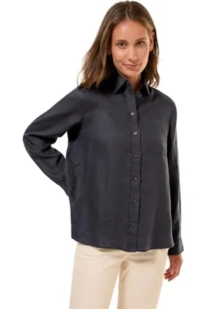 CECIL Linen_ Solid Shirt Blouse Volcanic Grey XXL, , XXL