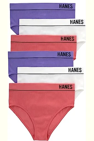Hanes Originals Damskie majtki bikini bezszwowe, rozciągliwe, prążkowane, z wysoką nogawką, różne kolory, 6-pak, styl liliowy/biały/różowy begonia, S (6 sztuk), , S