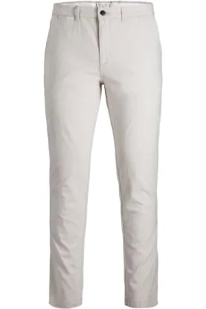 JACK & JONES Męskie spodnie lniane Jpstmarco Jjdave Linen Fr, WHITE PEPPER, 33W / 30L