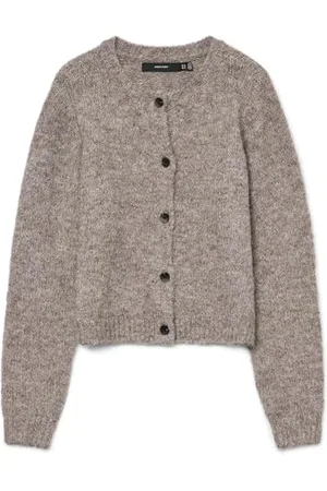 VERO MODA VMNOVAH LS O-Neck Button Cardi GA NOOS, Brązowy L/Szczegóły: melanż, XS