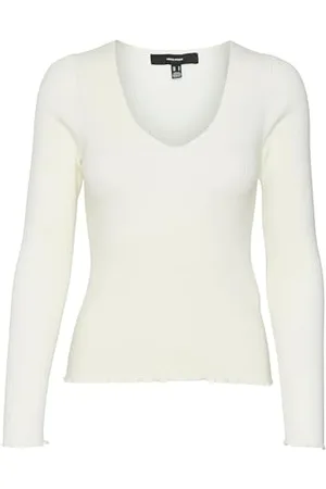 VERO MODA Bestseller A/S Damski sweter VMEVIE LS V-Neck GA NOOS, brzoza, XL, , XL