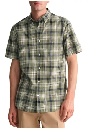 GANT Męska koszula Reg Poplin Check SS z kołnierzem zapinanym na guziki, , XL