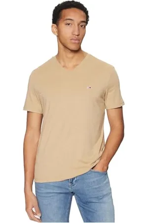 Tommy Hilfiger Męska koszulka TJM XSLIM JASPE 2.0 V-NK TEE EXT S/S, beżowa, XXL, , XXL