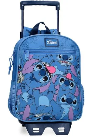 Disney Torby Joumma Happy Stitch Plecaki, Plecaki szkolne, Plecaki dziecięce, w tym dekoracyjny pompon, różne przegródki, , plecak 28 + wózek