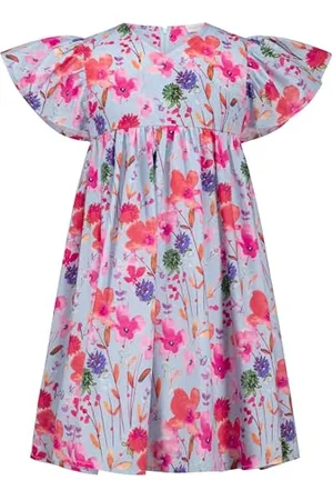 Salt & Pepper BY KIDS PARK Girls Dress Floral AOP strój gracza, wielokolorowe, 140 dla dziewczynek, 140