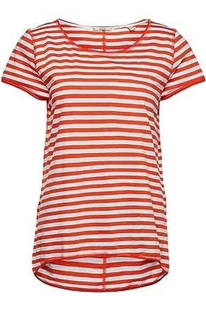 ESPRIT T-shirt w paski ze zwijanymi krawędziami, , XS