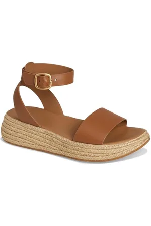 FitFlop Damskie sandały w stylu F Espadryle skórzane płaskie A/Strap Sandals, Deep Tan, 6 UK, , 39 EU