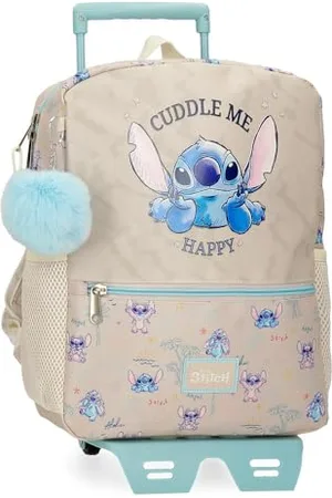 Disney Joumma Stitch Cuddle Me Happy Plecak szkolny z wózkiem Beżowy 25 x 33 x 12 cm Poliester, , Talla única, plecak szkolny na kółkach