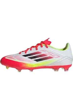adidas Uniseks F50 LEAGUE Football boots FG/MG, Cloud White/Core Black/Solar Yellow, 41 1/3 EU
