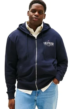 Tommy Hilfiger Męska bluza z kapturem z zamkiem błyskawicznym, , 4XL duże rozmiary