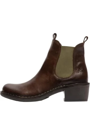 Fly London Damskie buty do kostki MEME030FLY, DK. Brown (zielona elastyczna), 39 EU, , 36 EU