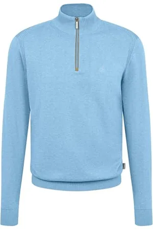 Bugatti Troyer męski sweter z dzianiny, stójka, krótki zamek błyskawiczny, krój Regular Fit, , 3XL