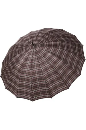 Bugatti Długi parasol Doorman – ekstrawagancki męski parasol – łatwa obsługa – niezawodna ochrona – szary karo, , One Size