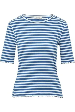 QS by s.Oliver Prążkowany t-shirt z ozdobnym obszyciem, , 34
