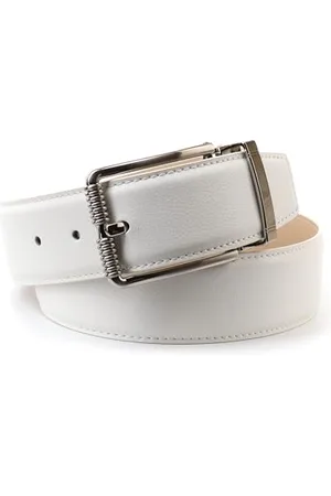 Anthoni Crown Ledergürtel in Weiß W2p4t90 Pasek, Biały, 75 Kobiety, , 75
