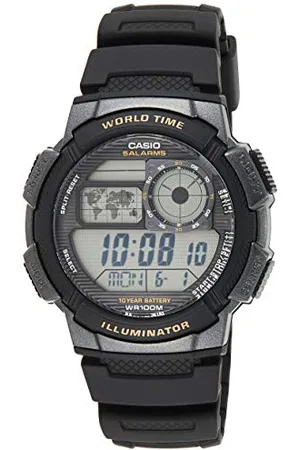 Casio Męski cyfrowy zegarek kwarcowy z plastikowym paskiem AE-1000W-1AVEF, Klasyfikacja wodoodporności (10 barów): idealny do pływania i nurkowania z rurką: zegarek ma wodoodporność 10 barów (100 m).