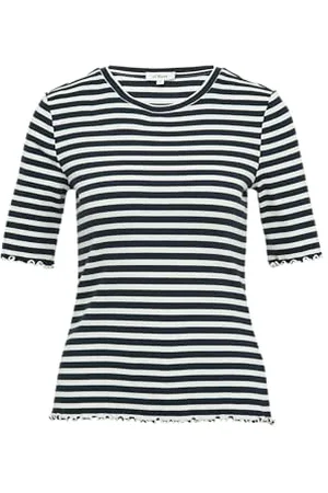 QS by s.Oliver Prążkowany t-shirt z ozdobnym obszyciem, , 36