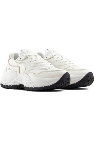 Armani Exchange Damskie buty sportowe Vedder, OFF WHITE + PALE Gold, 37 EU, , 37 eu
