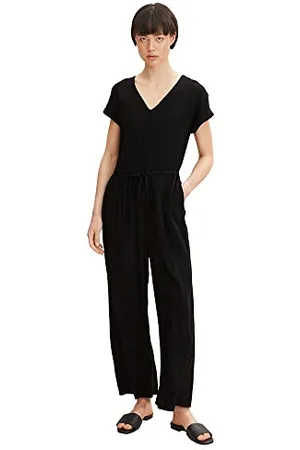 TOM TAILOR Damski Kombinezon z paskiem do wiązania 1031704, 14482 - Deep Black, 36