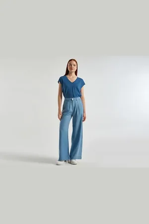 Benetton Spodnie 4DA7DF03R, Denim Niebieski 903, 48 Damski, , 44