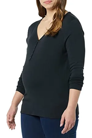 Amazon Damska koszula ciążowa do karmienia slim fit Henley, czarna, S