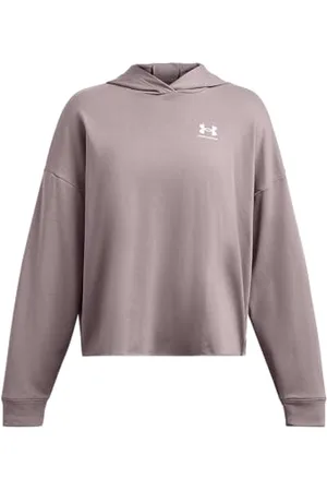 Under Armour Damska bluza z kapturem Rival Terry oversize, Tetra szary/biały, XL