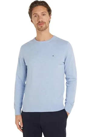 Tommy Hilfiger Męski bawełniany sweter z okrągłym dekoltem MW0MW14748, niebieski, XXXL, , 3XL