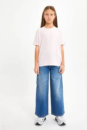 LTB Jeans Dziewczęcy T-shirt Tocele Pull-On T Shirt z nadrukiem Krótki rękaw Crew Neck ze 100% bawełny w kolorze różowym - rozmiar 140 cm, , 140 cm