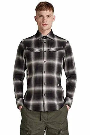 G-Star RAW Męska koszula Slant Pocket Slim Shirt, wielokolorowa (Dk Black Dale Check C841-C641), XS
