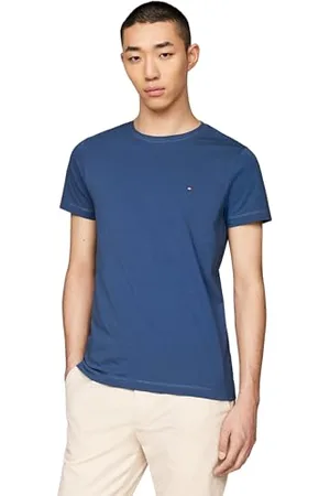 Tommy Hilfiger Męska koszulka z krótkim rękawem i okrągłym dekoltem ze stretchem slim fit, , L