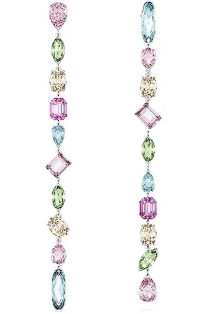 Swarovski Długie kolczyki Gema, Wzór asymetryczny, Szlify różnorodne, Bardzo długie, Różnokolorowe, Powłoka z rodu