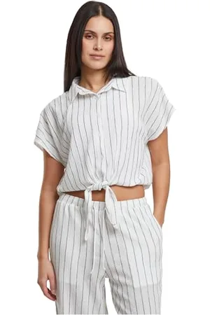 Urban classics Damska bluzka koszulowa Ladies Structured Striped Tied Bluzka, w paski, z węzłami, luźny krój, rozmiary XS-5XL, , 3XL